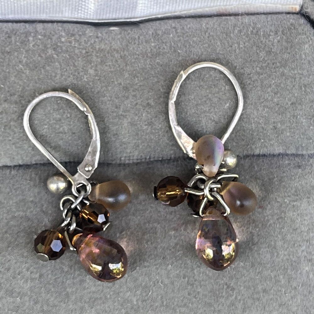 Glass Dangle Earrings Brown bohemian art jewelry fairycore